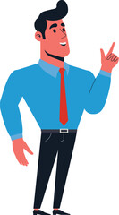 Cartoon businessman in blue shirt. 
Flat style stylized cartoon businessman in blue shirt illustration.