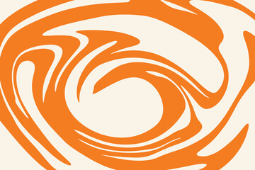 Abstract background with orange waves, retro style. Colorful fluid wavy background in warm orange color. Distorted liquid texture in retro psychedelic style.