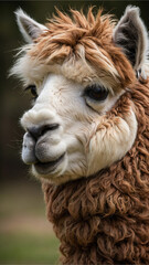 close up of an alpaca face