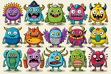 Fototapeta premium moonsters icons