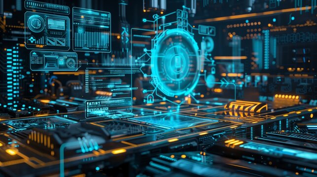 A cyber-security exhibit showcases holographic data protection and innovative digital asset security.