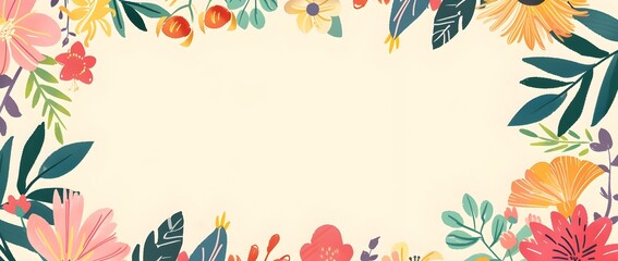 Floral Doodle Border Design with Blank Space for Feminist Affirmations and Women s Day