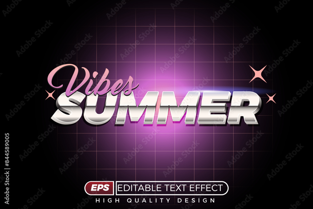 Poster 3d text effect summer vibes