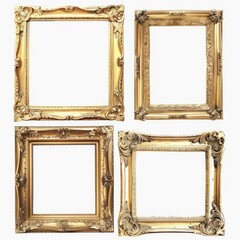 four golden frames on white background
