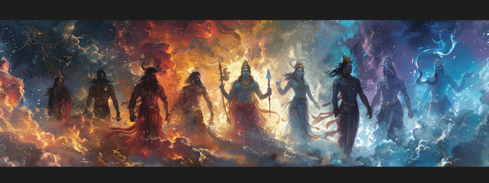 Mahabharata background gods in sky