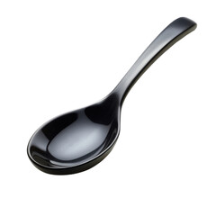 A black empty spoon isolated on transparent background.