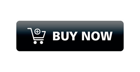 Buy Now Button with Cart Icon - Vector Illustration Isolated on White Background