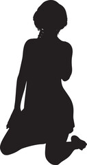 Silhouette of girl in short dress. Detailed silhouette of a woman in short dress and modern haircut.