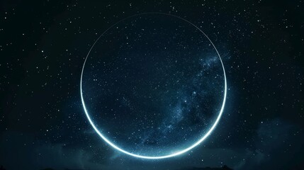 Obraz premium glowing neon round frame with starry sky Space theme