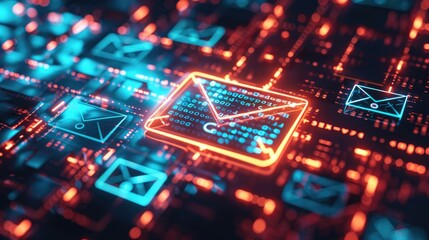 Secure email interface with an encryption lock symbol, highlighting user privacy close up digital safety surreal Composite home office backdrop