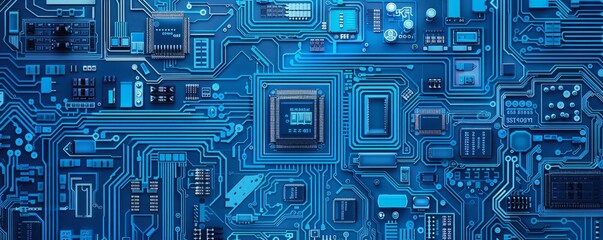 Close up of microchips representing futuristic technology. Technology concept