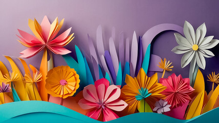 Beautiful flowers paper style design