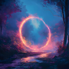 A mystical portal in the middle of a forest