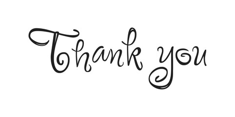 Thank you vector text Thank You handwritten inscription. Hand drawn lettering. Thank You calligraphy. Thank you card. Vector illustration. Use on cards, banner, poster, sticker, packaging and other su