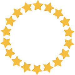Circle with yellow stars flat illustration isolated on white background.