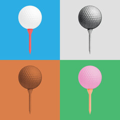 Engraved golf ball and tee vector illustration
