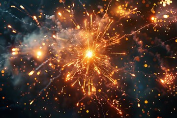 Fototapeta premium Vibrant explosion of colorful fireworks in the night sky, celebrating festive occasions with sparks and lights.