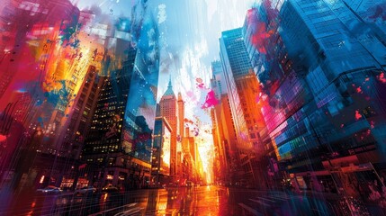Obraz premium Generate an image that encapsulates the artistic energy of downtown