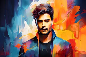Men Boy Abstract Art Multicolor painting fashion  