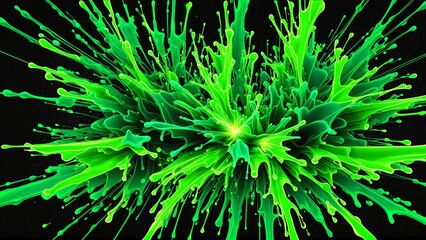 neon green splash, electric and luminous, with glowing edges that seem to vibrate ,paint splash, abstract