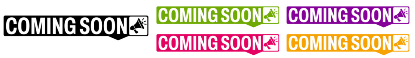 set collections coming soon icon. Promotion sign template design vector illustration