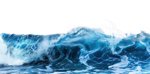 Ocean blue wave isolated on white background