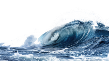 Ocean blue wave isolated on white background