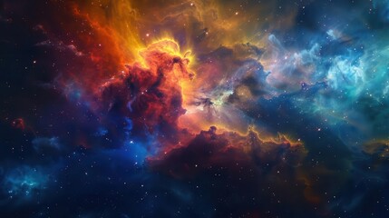 Naklejka premium cosmic nebula in deep space colorful gas clouds and bright stars astronomy concept