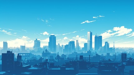 Naklejka premium Blue City Skyline