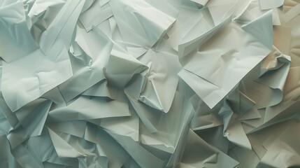 Many crumpled gray sheets of paper background. AI generated.