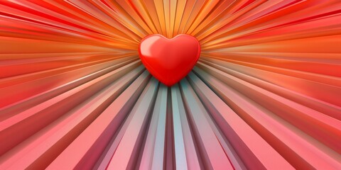 3D illustration of a shiny red heart centered on a vibrant gradient background, ideal for love and Valentine's Day visuals.