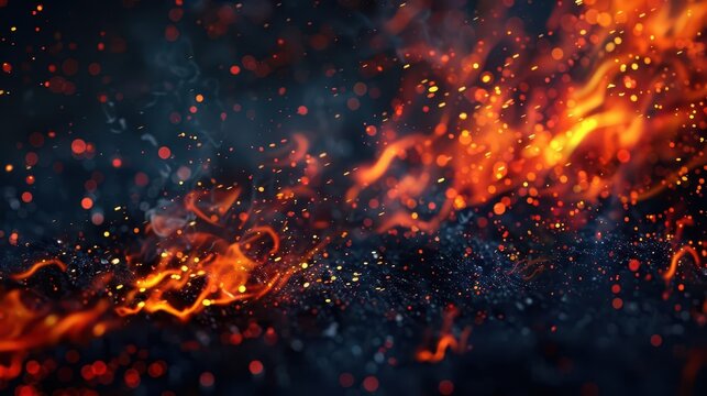 ignited imagination glowing fire embers dancing in the darkness abstract background