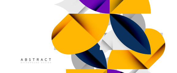 Minimal geometric elements on white. Petals, round triangles, star