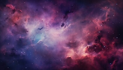 Naklejka premium Cosmic Dreams - Mesmerizing Galaxy Wallpaper with Vibrant Nebulae and Distant Stars in Deep Blues, Purples, and Pinks