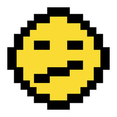 Obraz premium pixel art confused emoticon icon, 8bit style emoticon