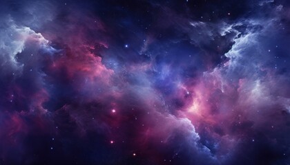 Fototapeta premium Cosmic Dreams - Mesmerizing Galaxy Wallpaper with Deep Blues, Purples, and Pinks, Showcasing Vibrant Nebulae and Distant Stars