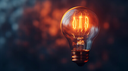 Conceptual image, a glowing light bulb as a metaphor for an innovative breakthrough and smart idea, symbolizing genius marketing strategy planning and creative thinking in business
