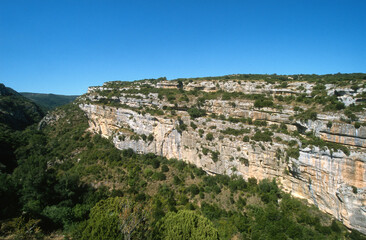 Obraz premium Falaise, Minerve, Hérault , 34, Languedoc Roussillon, Parc naturel régional du Haut Lanquedoc, France