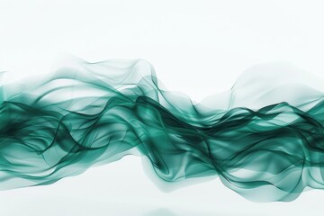 Ethereal Green and Teal Color Waves with Particle Effects on White Background - Cinematic Lighting in 8K Octane Render