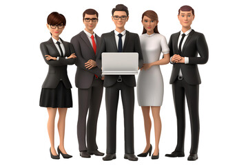 Obraz premium 3D cartoon style happy successful business team, on isolated on transparent background