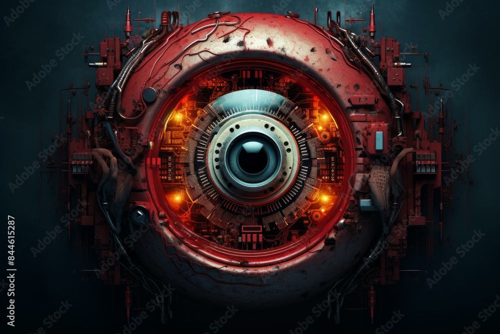 Poster high-speed technology digital eye. screen visual data. generate ai