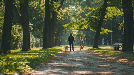 Fototapeta premium Walking the Dog in the Park