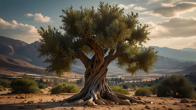 A poignant representation of the biblical concept of the olive tree, symbolizing peace, prosperity, and the enduring presence of God's blessings