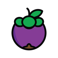 Mangosteen icon, vector illustration, filled style, best used for web