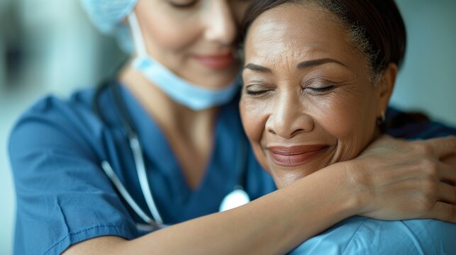 A tender moment between a nurse and a patient symbolizing care and compassion in healthcare.