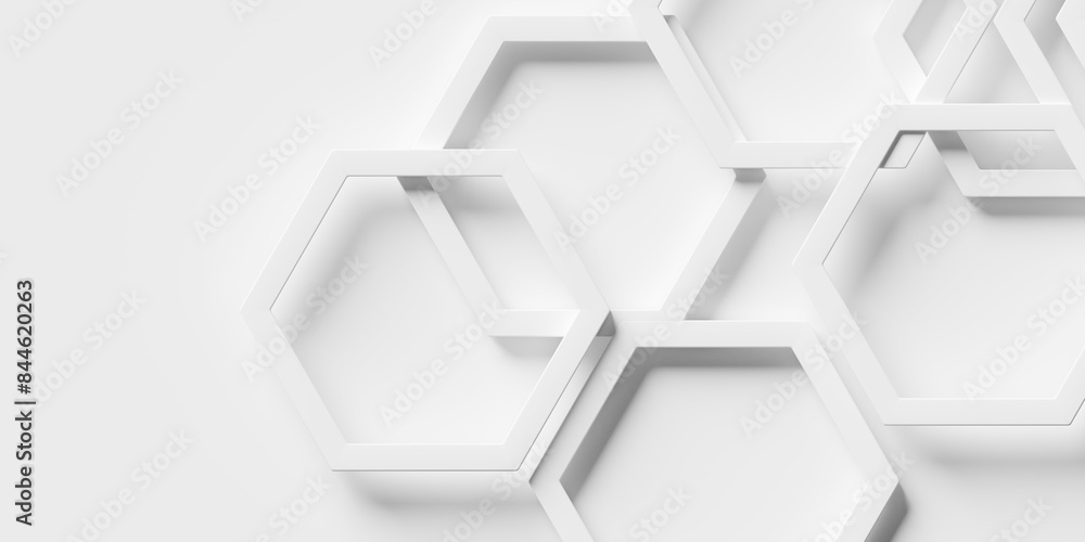 Poster modern minimal layered white honeycomb hexagon frames geometrical pattern background flat lay top vi