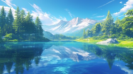 Naklejka premium Tranquil Mountain Lake Scene