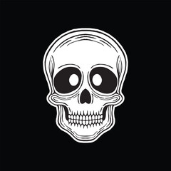 skull art illustration hand drawn black and white
