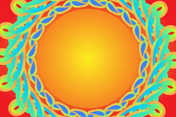 Beautiful colourful caleidoscope gradient flower art pattern of indonesian culture traditional tenun batik ethnic dayak frame