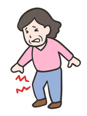 膝痛の中年女性のイラスト